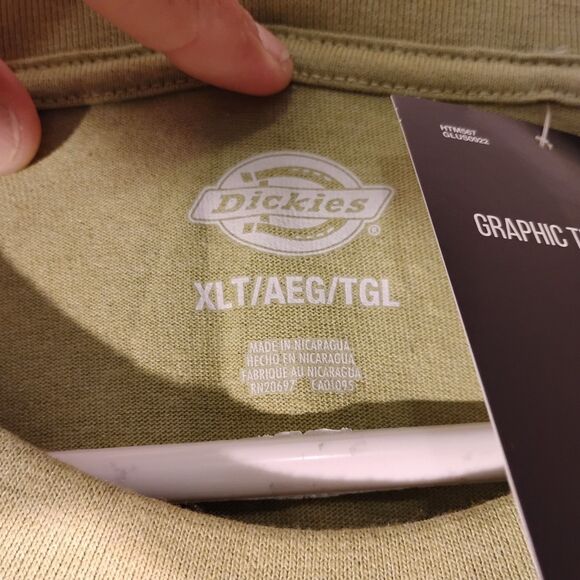 Dickies tshirt mens XLT XL XLarge TALL green graphic tee long sleeve work - Picture 9 of 11